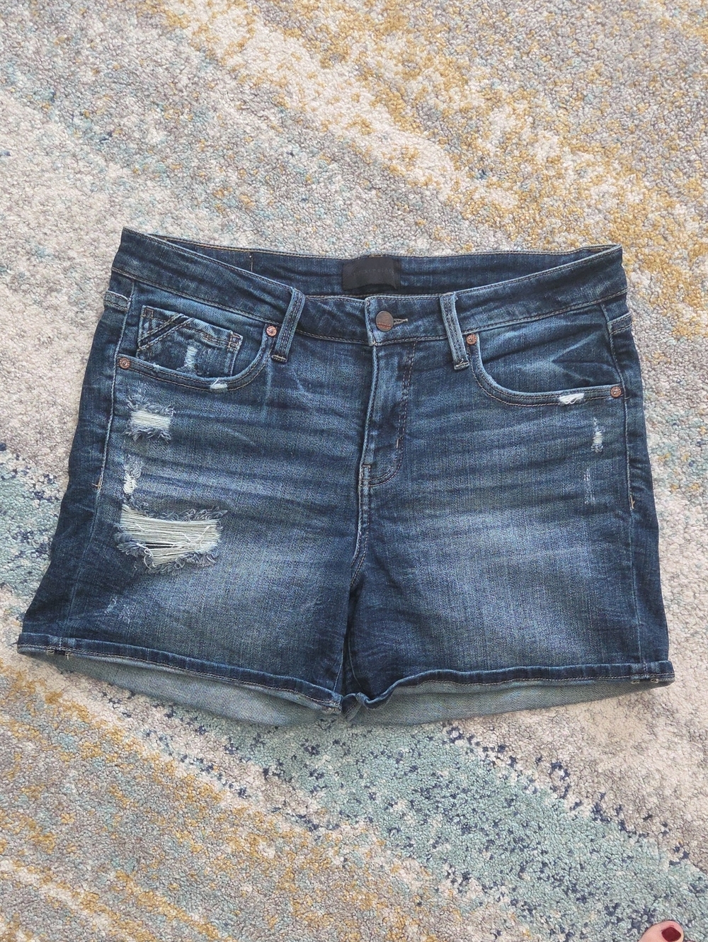 Womens Buckle Black Denim Shorts